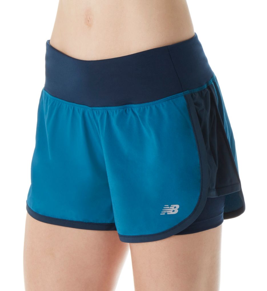 New Balance WS63225 Impact NB Dry 4 Inch 2-in-1 Running Shorts (Castaway/Galaxy)