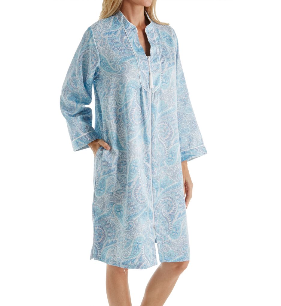 Miss Elaine 831176 Brushed Back Satin Short Zip Robe